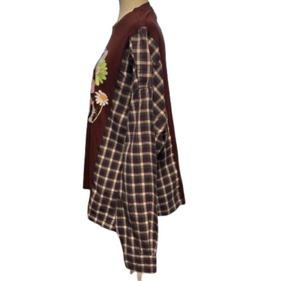 Handmade One of a Kind Multicolor Upcycled Long Sleeve Pullover Shirt - Picture 6 of 6